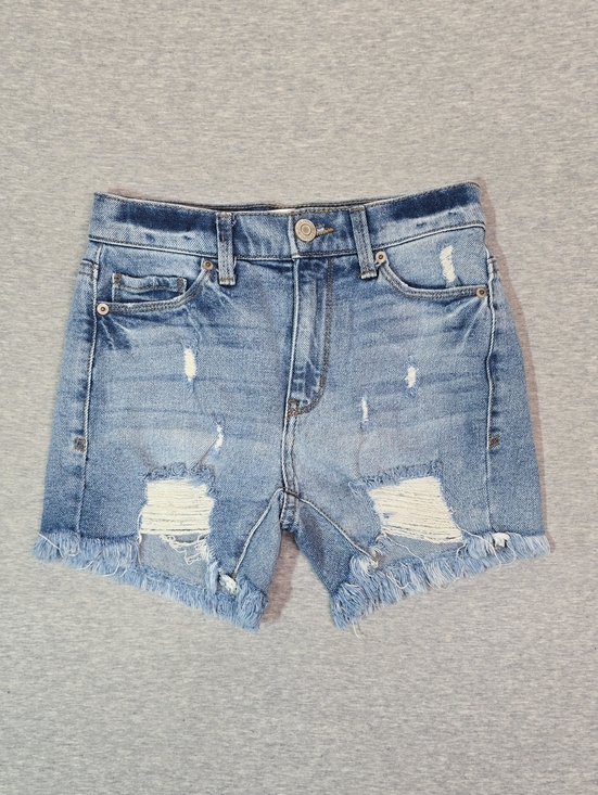 Mudd Pants - Women's‎ Mudd Flex stretch High Rise Distressed Shorty Shorts Size 0 Light Blue
